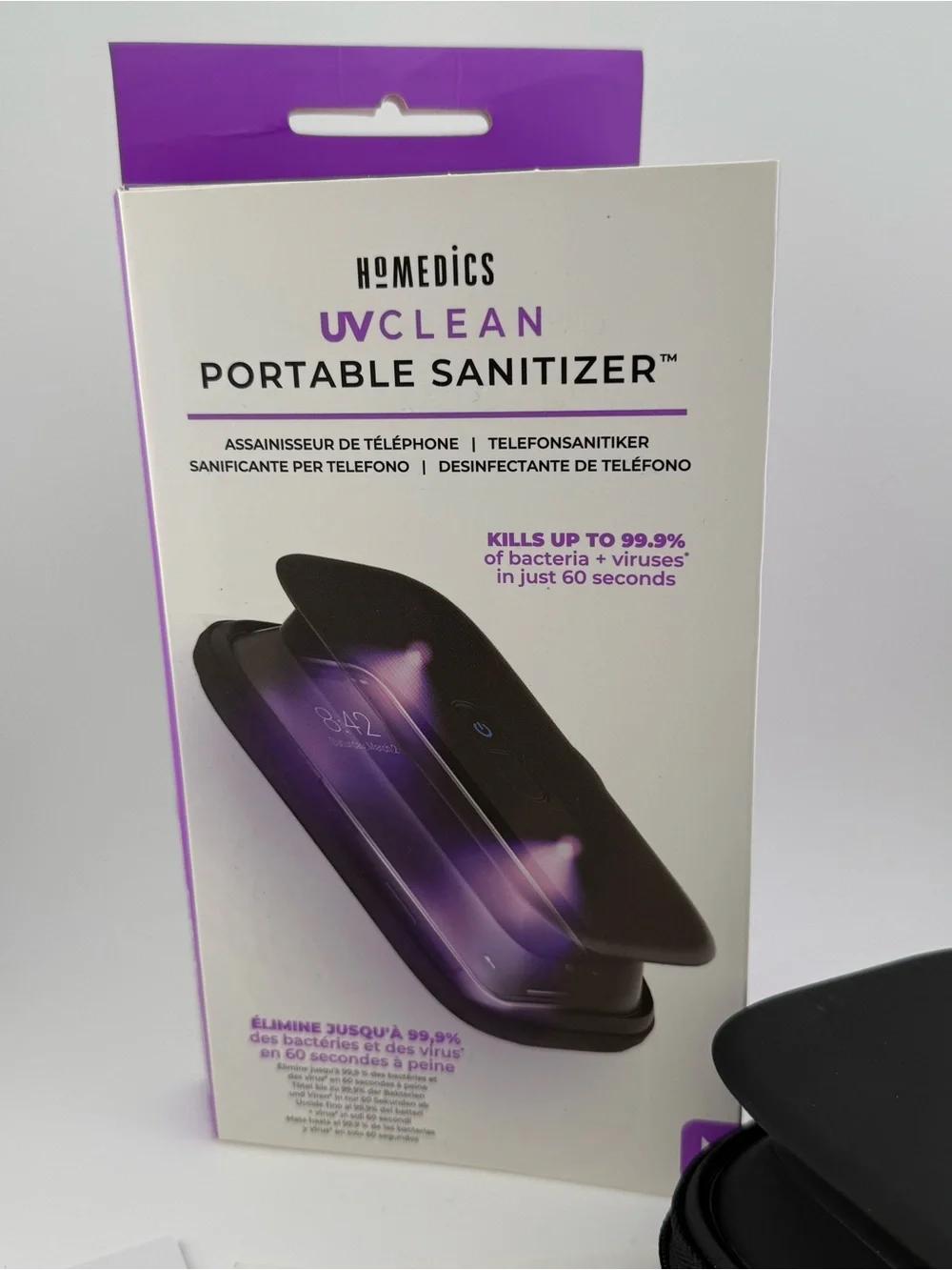 NEW HoMedics UV Clean Portable Phone Sanitizer Black germ sanitizer